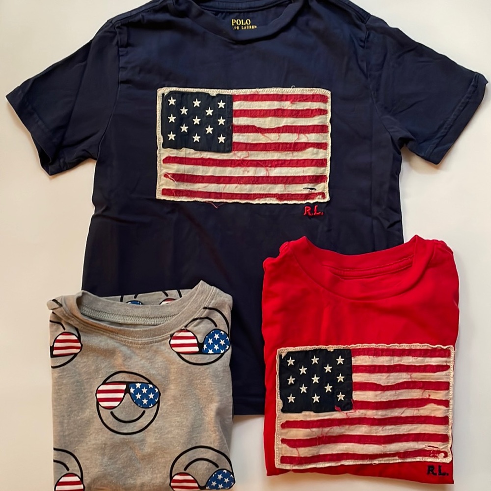 Set of 3 Patriotic Boys T-Shirts Size 5